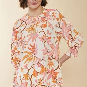 Spartina 449 Heidi Blouse Richmond Hill Honeysuckle Cream Sz Small EUC